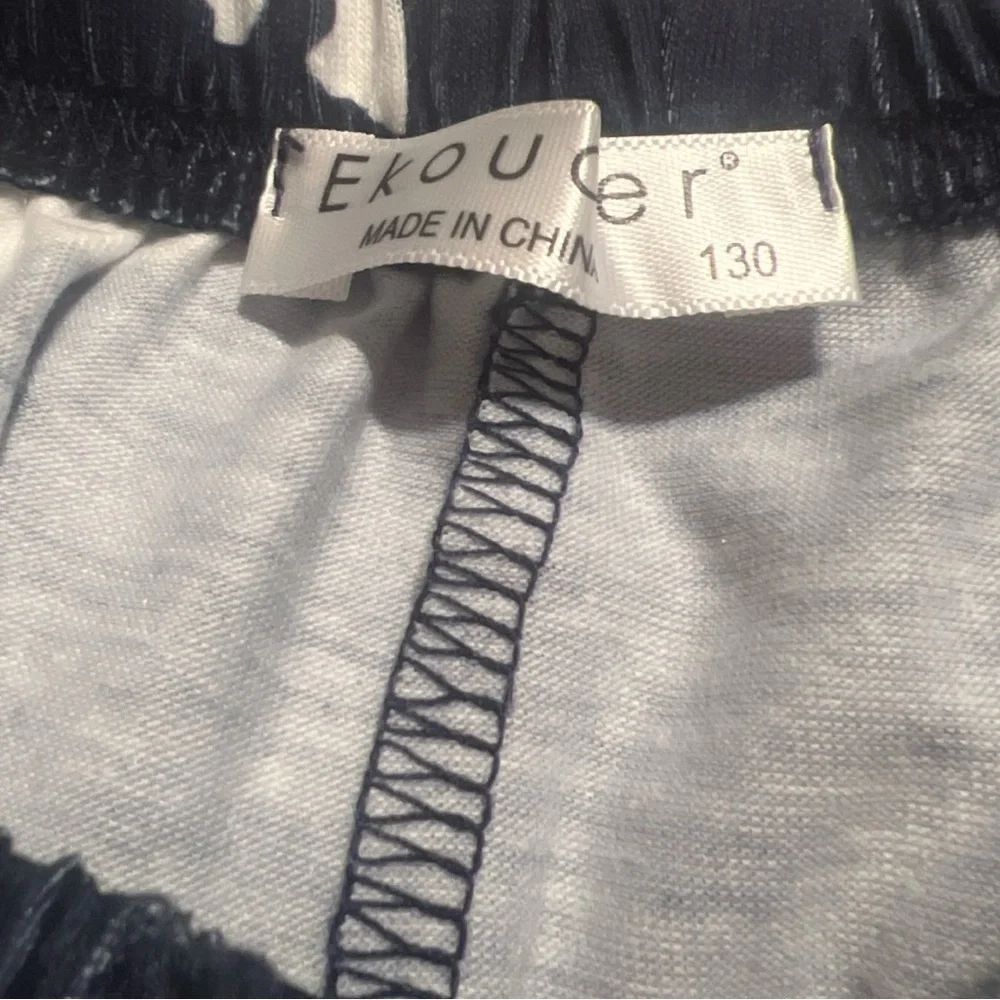 NEW Ekouaer‎ Kids Polar Bear Pajama Set Grey Navy Blue Long Sleeve Size 130 6-7Y